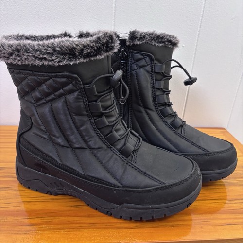 Totes Eve Fur Lined Women's 6M Snow Boots Waterproof All Weather Winter Black - Picture 1 of 18
