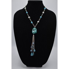 Bijoux Necklace Tassel Pendant Silver Tone Tu...