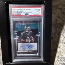 2020 Panini Chronicles Clearly Donruss Jalen Hurts Auto #RR-JAH PSA 9