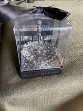 Enameled Jewelry Tray, Ring Holder, White/Silver With Rhinestones New Boxed