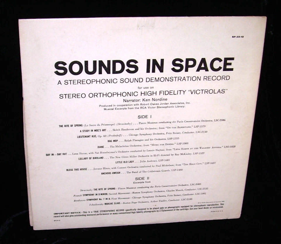 Ken Nordine LP RCA SP-33-12 Sounds In Space STEREO 1958 - Image 2 of 2