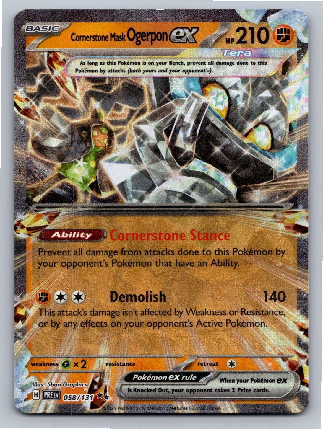Cornerstone Mask Ogerpon ex 058/131 Holo Prismatic Evolutions Pokemon Holo NM