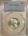 PCGS 1940 Washington Quarter 25C MS65 Silver Combined Shipping