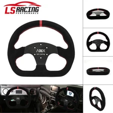 Universal 325mm Black Flat Suede Leather Sports Racing Drift Steering Wheel