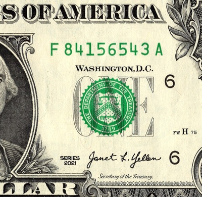 #ad 4 digit ladder Fancy Serial Number One Dollar Bill F84156543A $4.00