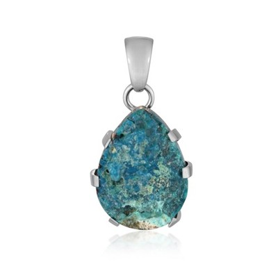 Cavill Drusen Gem Silica Anhänger 18,5ct 925 Silber Tropfen Blau Damen
