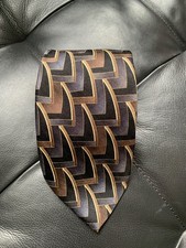 Joseph  Feiss International Silk Tie Necktie Brown Black Gray XL 3.75"x66.5"