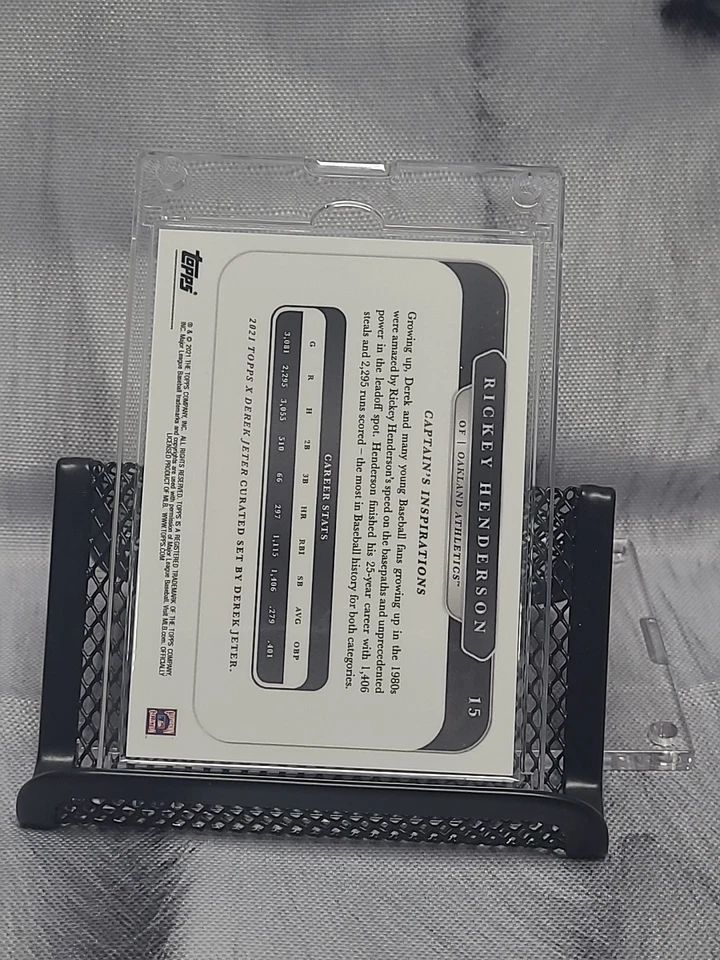 2021 Topps X Derek Jeter #15 Rickey Henderson  Oakland Athletics - Image 3 of 3