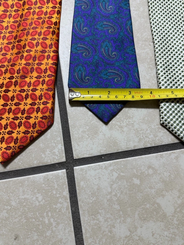 Corbata HATHAWAY Hombre 100% Seda 55 1/2" x 3 1/2" Diseñador PAISLEY Azul/Púrpura Foto 4 de 4