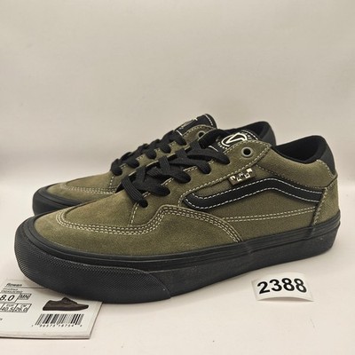 VANS MEN'S 8 ROWAN SKATE SHOES OLIVE GREEN BLACK NWOB