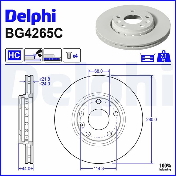 2X Bremsscheibe Delphi BG4265C FüR Mercedes Citan Tourer W420 GroßRaumlimousine-image