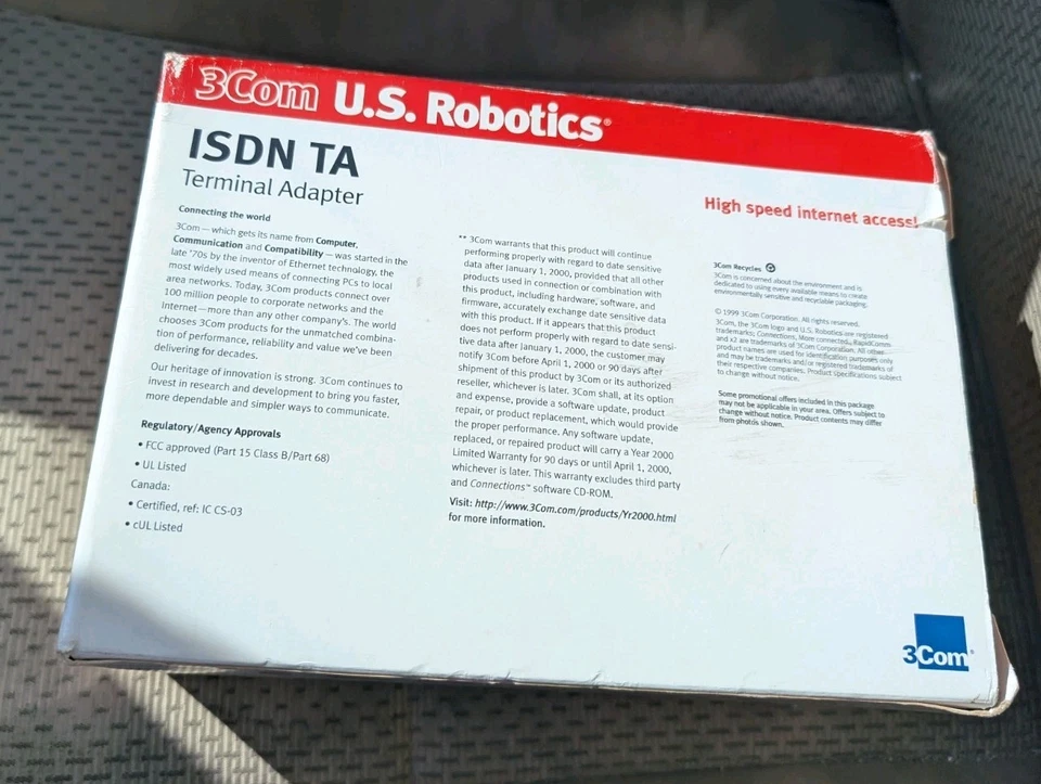 3Com U.S. Robotics ISDN TA Terminal Adapter 128K, USB New DMG Box Old Stock - Image 3 of 3