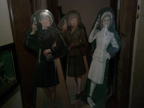 3 1943 COCA-COLA LIFE SIZE MILITARY WOMEN/WOOD BACKED/ACRYLIC COVER/$500.00 each