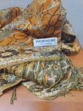 Pashmina Wrap. 100% Pashmina. Browns & Gold. 60x28 Inches