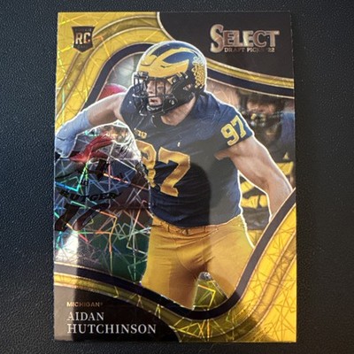 AIDAN HUTCHINSON ~ 2022 Select Draft Picks Field Level Gold Laser Prizm RC