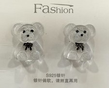 Cute Clear Acrylic Teddy Bear Stud Earrings