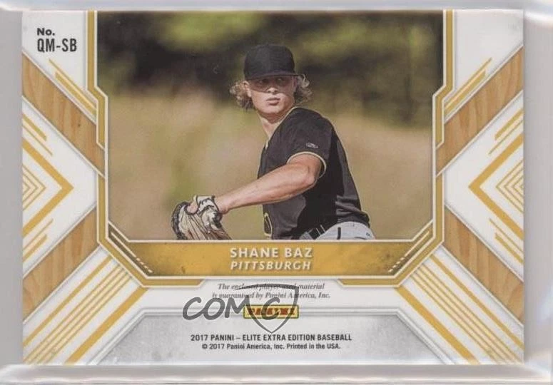 2018 Panini Elite Extra Edition Quad Materials Purple /25 Shane Baz #QM-SB - Image 2 of 2