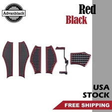 Driver Passenger Front Rear Foot Pegs Shift Lever Black/Red CNC Brake Pedal