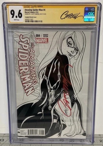 Amazing Spider-Man 4 Sketch 1st Silk App CGC 9.6 NM+ J. Scott Campbell Sig+Label