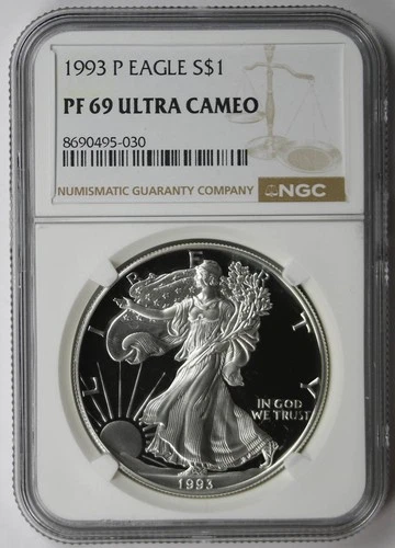 1993-P American Silver Eagle $1 Proof PF 69 Ultra Cameo NGC