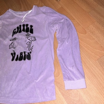 Disney Jugendlichen Langarmshirt Lila Rundhals Basic Pilze Print Gr. 34-36