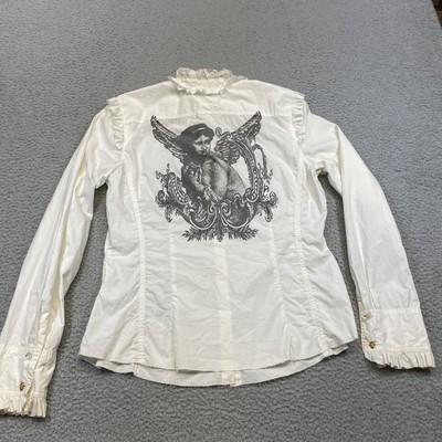 Johnny Was For Love & Liberty Shirt Womens L Ruffle Angel Victorian Blouse Top