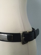 Image of BNWT KOOPLES BLACK LEATHER/GOLD TONE METAL BELT - SIZE 1 - WITH DUSTBAG