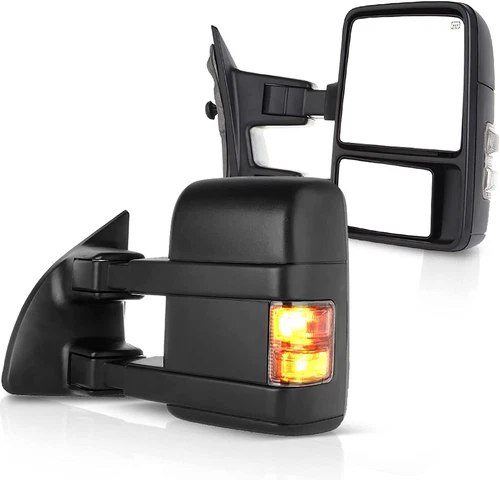For 99-07 Ford F250-F550 Super Duty Power Heated Turn Signal Smoke Tow Mirrors