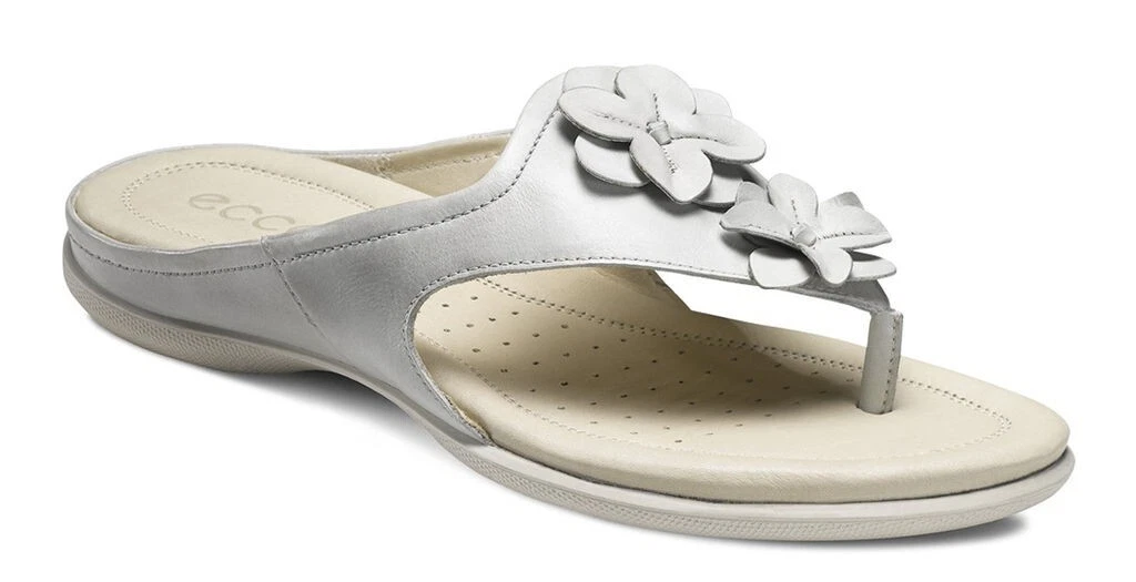 Sandali perizoma ECCO FLASH ombra floreale bianca in pelle nuovi con scatola da donna EUR 38 US 7 7 5