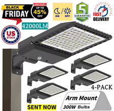 LED Parking Lot Light, 4 Pack 300W LED Shoebox Light with Dusk to Dawn Photocell