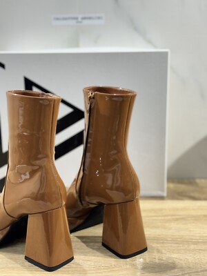 Bottines Giampaolo Viozzi Nadael - Vernis Noir à Talon Bloc - Taille 40 - Cuir Italien