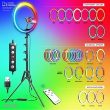 Bower 16" White  RGB Ring Light Kit w/ In-Line Remote  62" Extendable Tripod