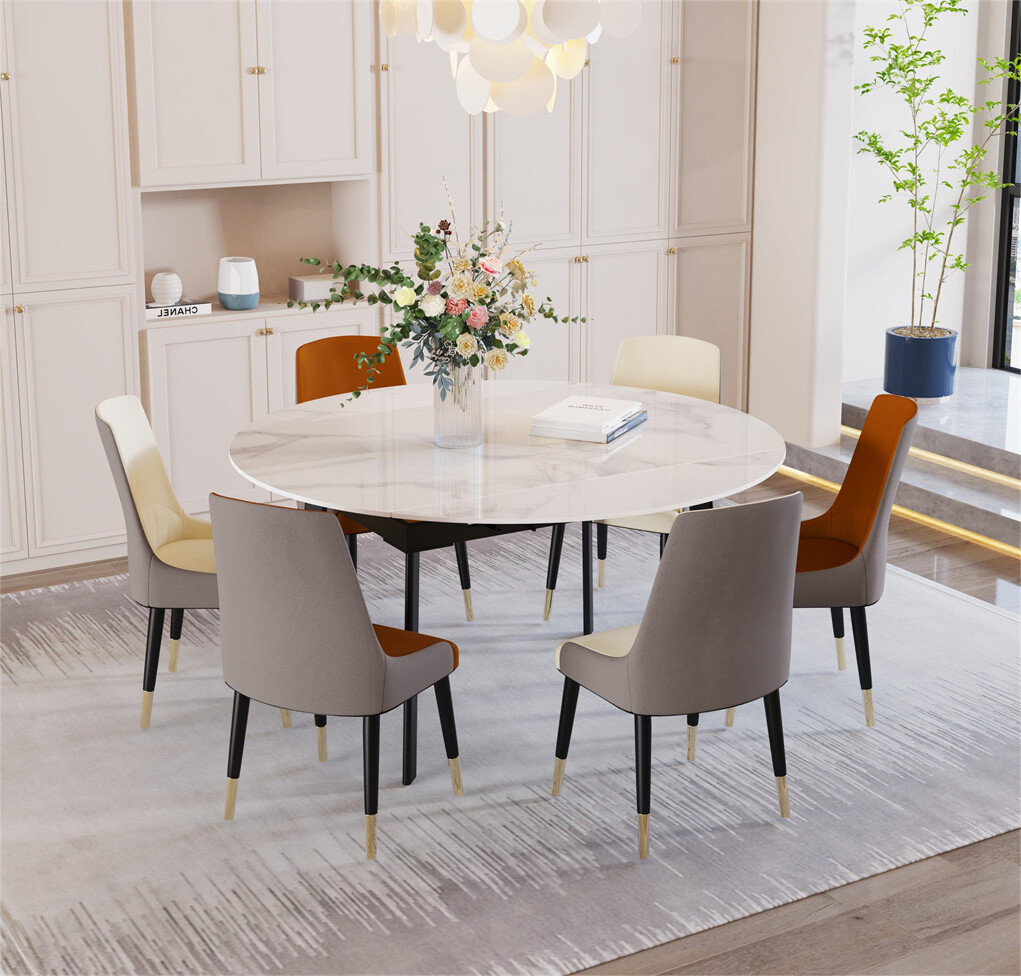 Mesa de comedor mesa de cocina mesa de comedor blanca extensible mesa de comedor aspecto de mármol redonda