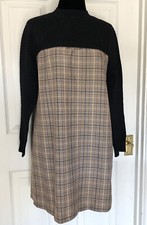 Vintage 80s Half-length knitted lower body plaid Dress Knee Length Size 10-12