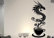 WandTattoo Wandaufkleber WandSpruch CAFE COFFEE KAFFEE Drache KÜCHE KF30