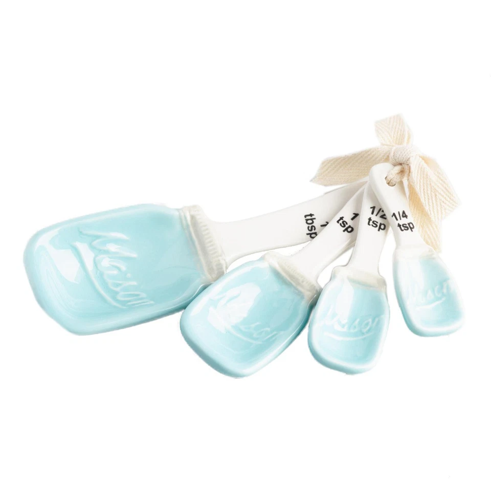 Red or Blue Ceramic Mason Jar Spoon Set 4pc World Market - Brand New - YOU PICK - Image 2 of 2