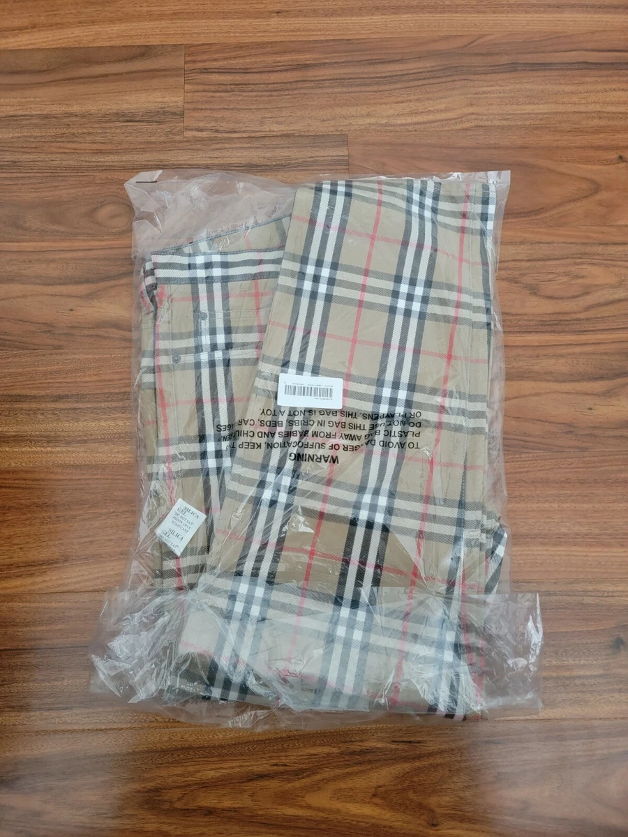 Supreme Burberry Jeans Beige Size 36 Denim Box Logo In Hand **Ships same day**