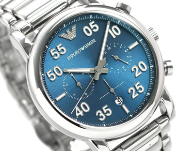 【希少】EMPORIO ARMANI BLUE 時計 Emporio Armani Blue Dial Chronograph Men's Watch Date Indicator