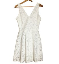 Aqua White Lace Sleeveless Fit & Flare Dress Bloomingdales Size L NWT Coastal