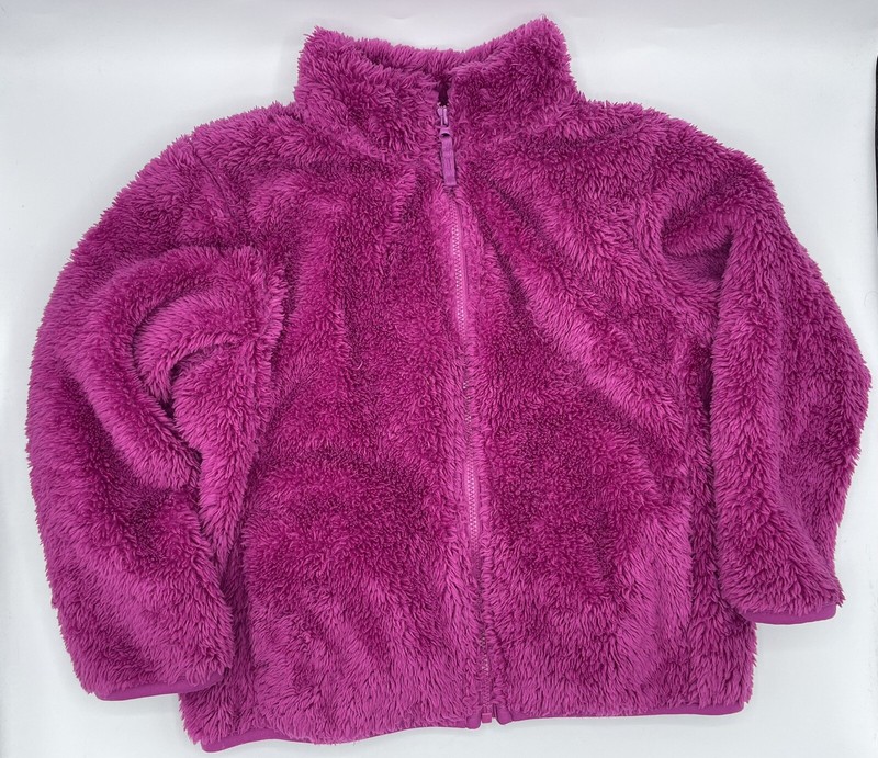 Uniqlo Kids Girls Sz 3-4 (110) Fluffy Fleece Full Zip-Up Magenta Bright Pink