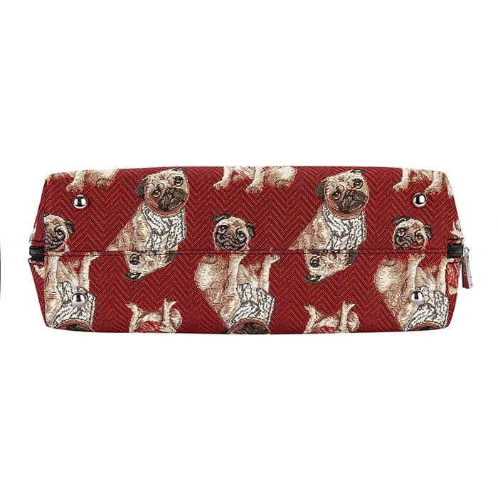 Signare Pug Dog Red Art Tapestry Convertible 2 in 1 Handbag Shoulder Grab Bag - Image 4 of 4