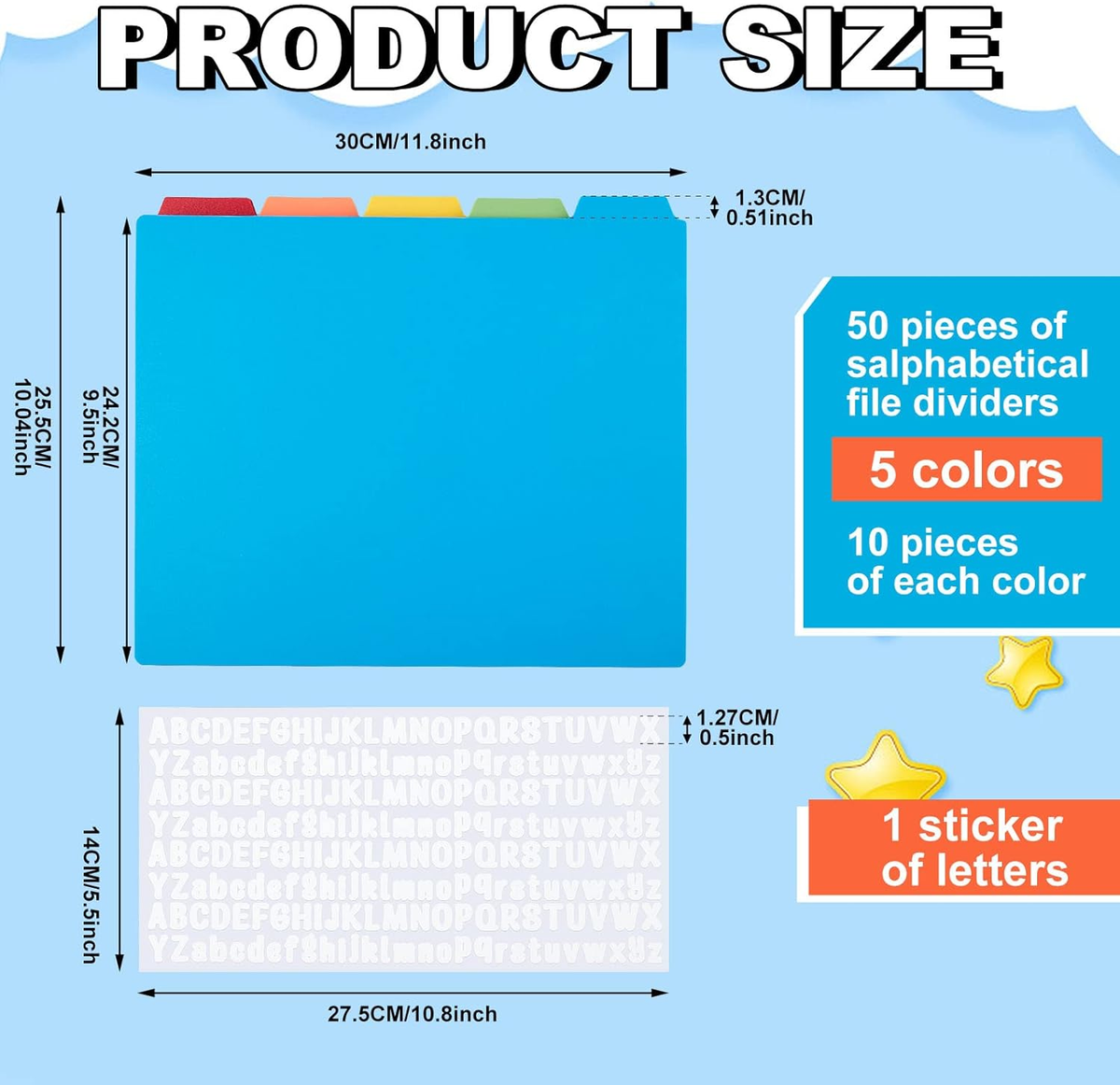 Letter Size File Organizers 25-Piece Top Tab File Guides Set - Letter ...