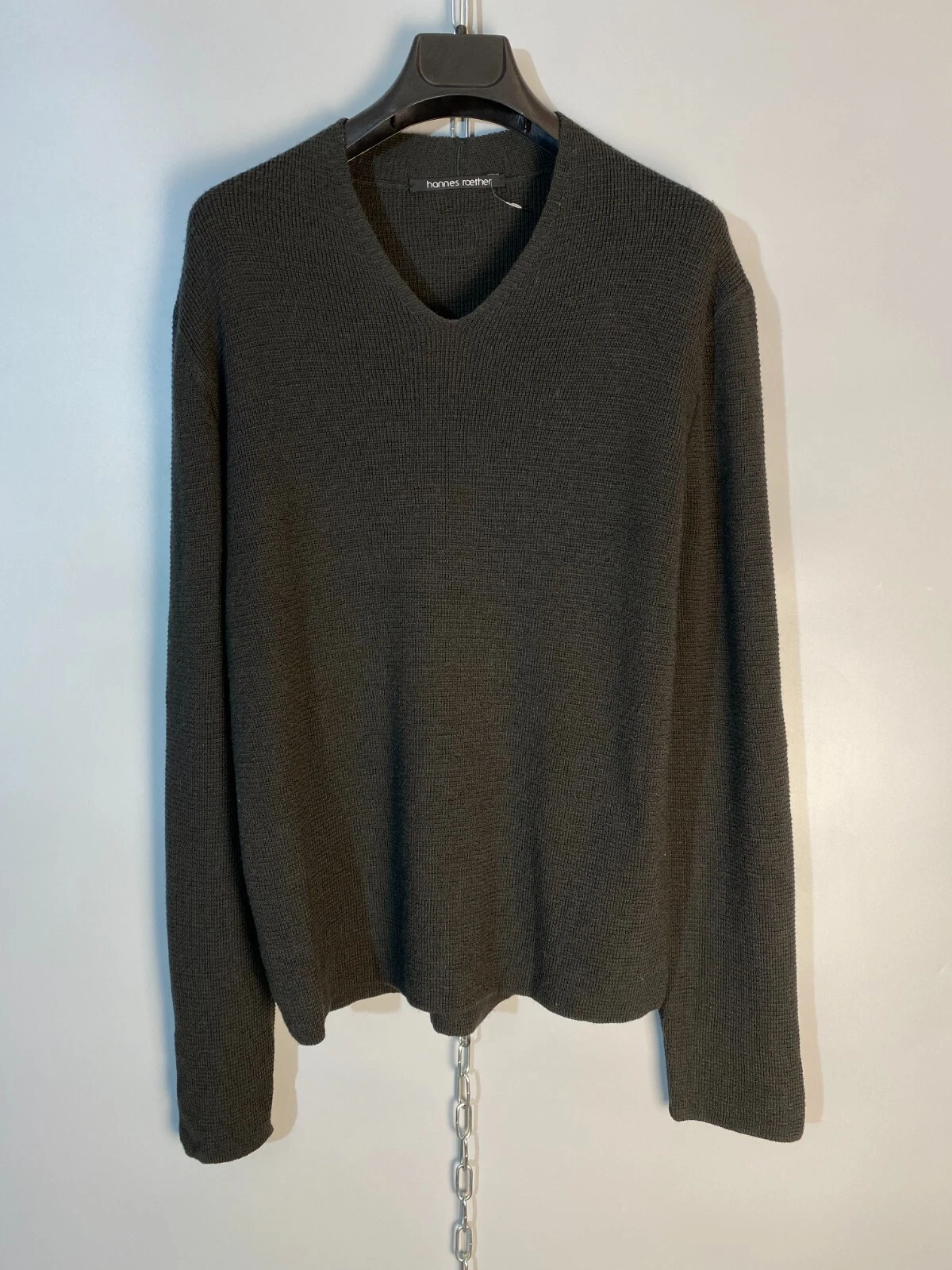 Hannes Roather Avant Garde Mens V Neck Merino Wool Sweater Jumper Size M