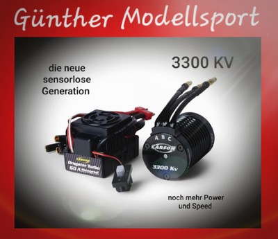Carson 1:10 BL Set Dragster Turbo 3300 KV, 500906302 Günther Modellsport