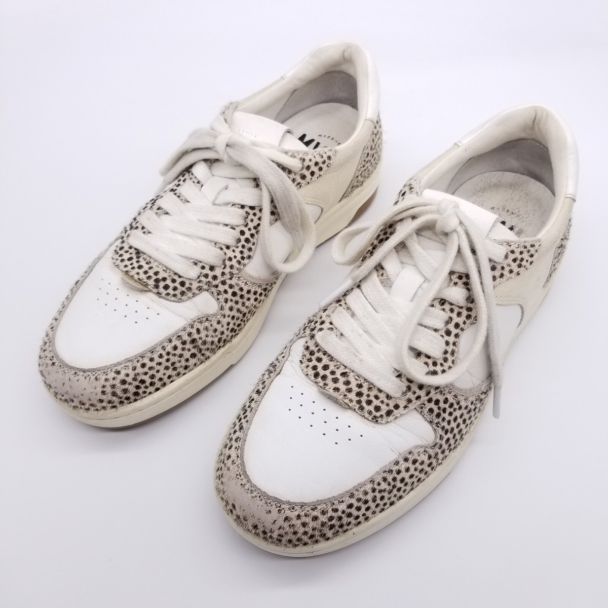 Madewell Shoes Women's White Cheetah Animal Print Sneakers Low Leather