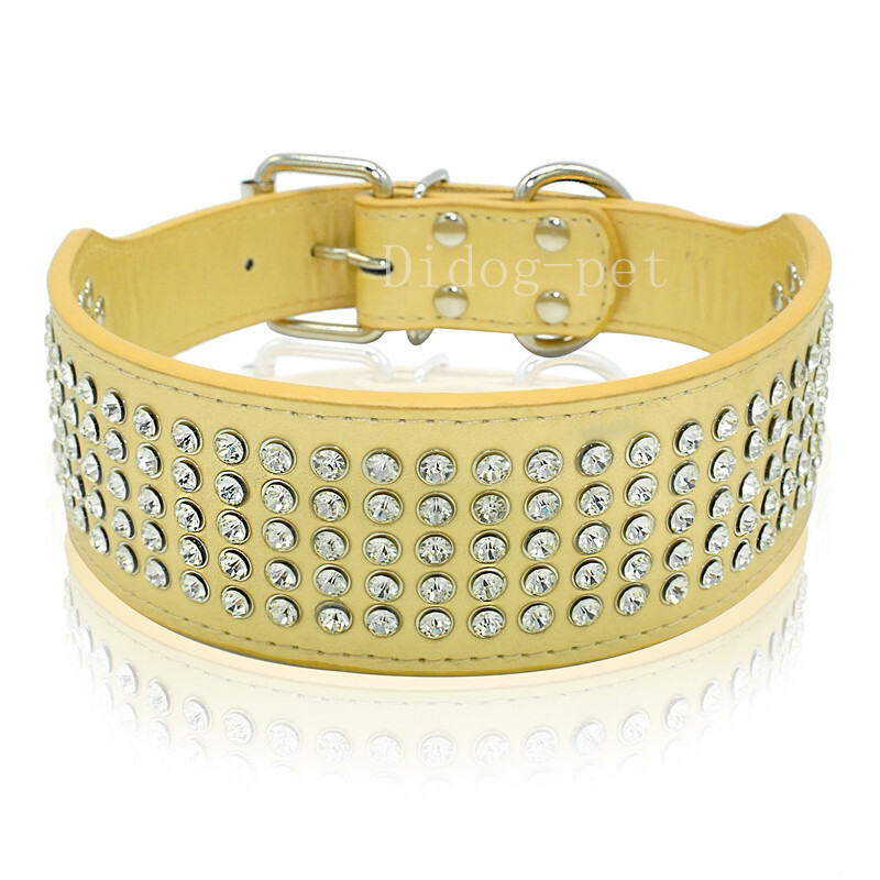 Halsband Hund Breit Haoyueer Hundehalsband Mit Strasssteinen - 5cm Breite PU -Leder In Rosa Größe L Leder Halsband 5cm Breit