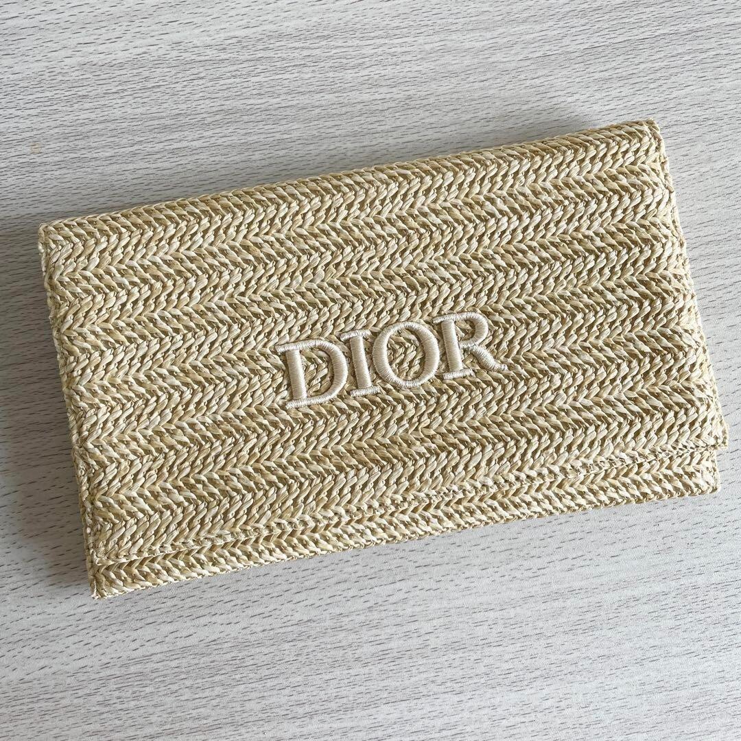 Christian Dior Rattan Clutch bag Pouch logo Beige Limited Novelty
