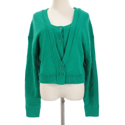 Dorothee Schumacher NWT Cardigan Sweater/Tank Top Combo Size 2 Green Wool/Cash