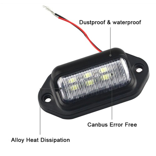 2Pcs 6LED Car Rear Tail Lamp License Number Plate Lights For Lorry Truck Trailer - Picture 4 of 11