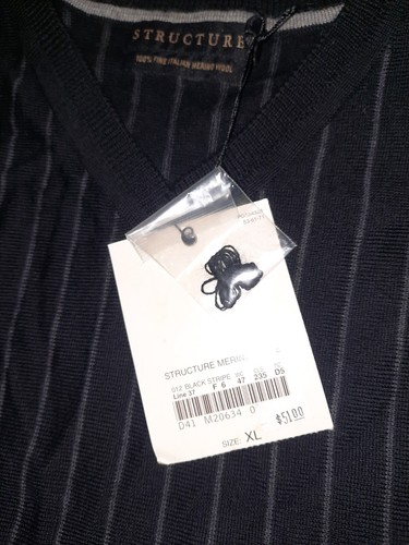 Men's Structure 100% Fine Italian Wool Long Sleeve Brown Sweater Size Xl NWT - Picture 4 of 5